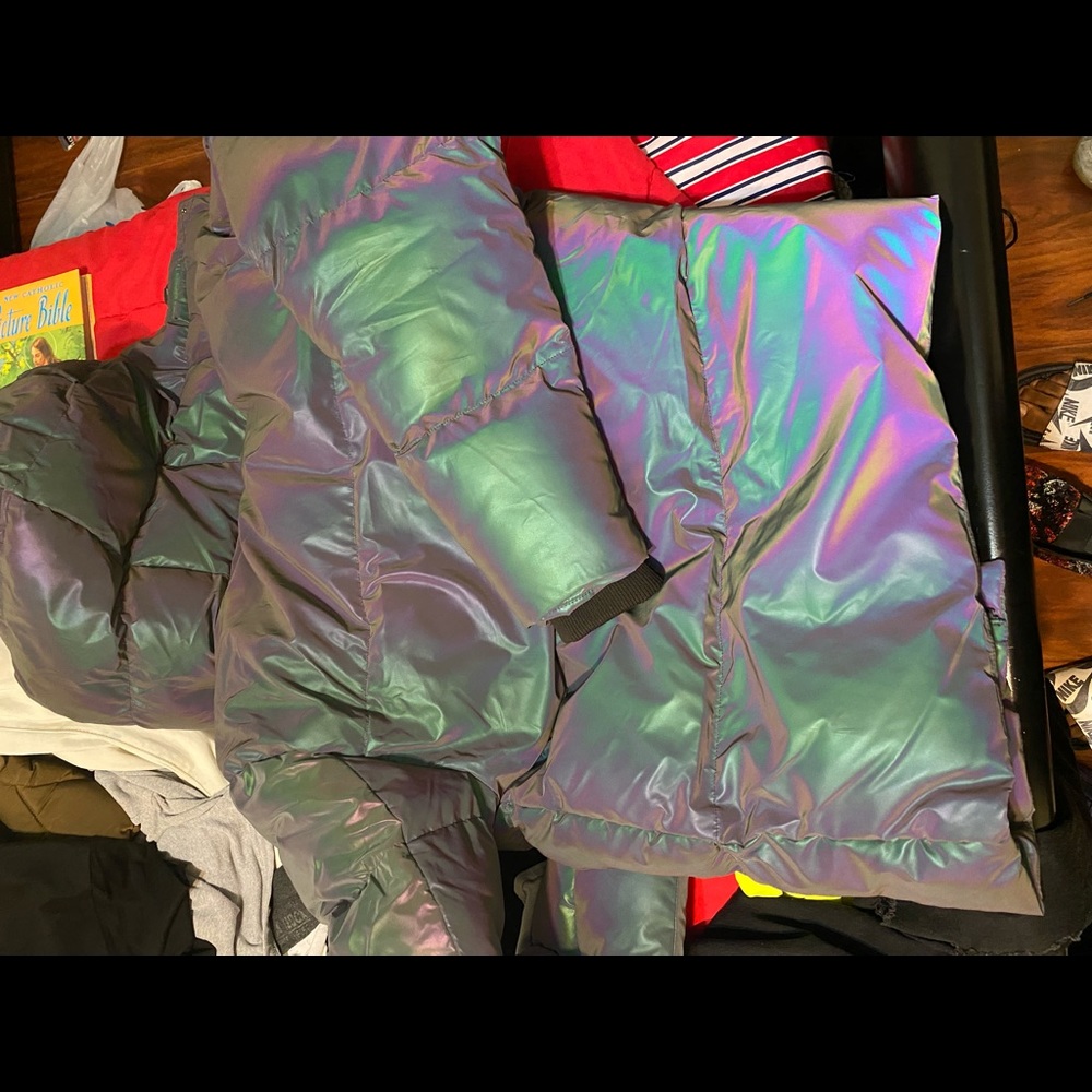 Limited addition iridescent puffer jacket new worn twice